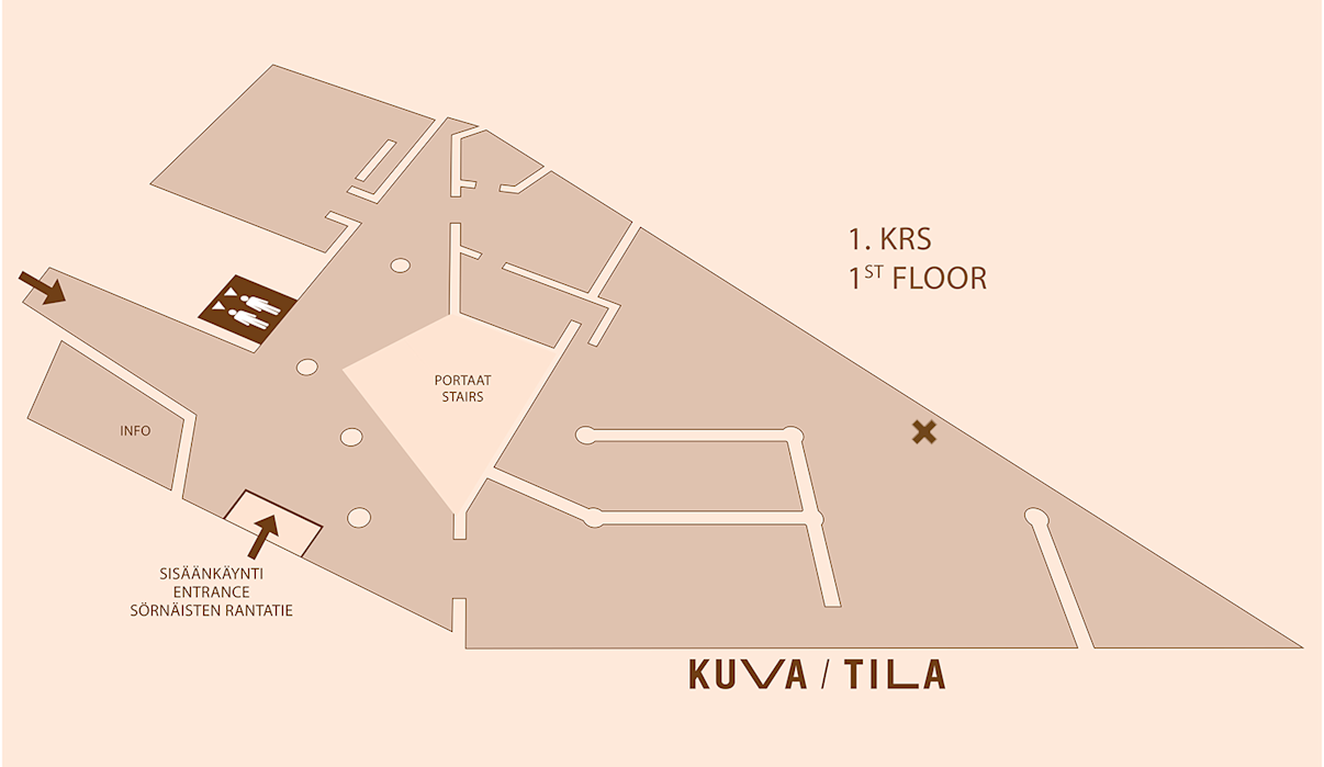 Teosten sijainti näyttelyssä